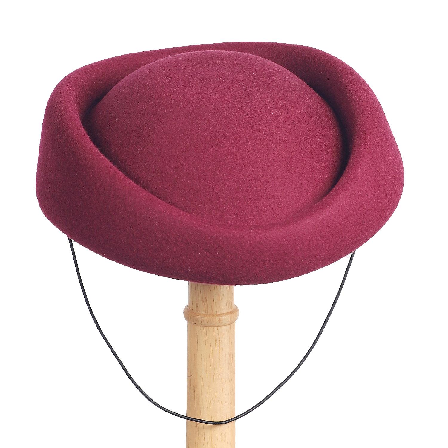 

Womens Fascinators Hats Vintage 60s Wool Cap Stewardess Pillbox Hat Teardrop Cocktail Fascinator Base Hair Clip вино красного