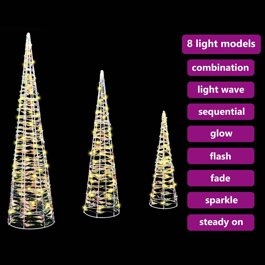 Christmas Tree with 90 LEDs 3 pcs Warm White 20 x 20 x 80 cm PET