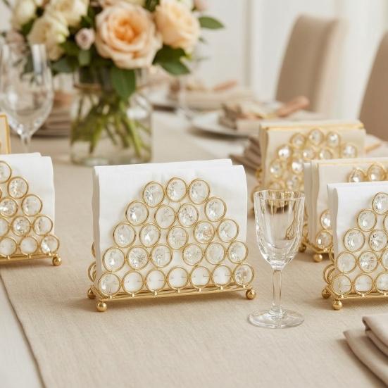 Yousheng Crystal Napkin Holder, Stable Vertical Storage Napkin Stand, with Anti-Slip Feet, Durable Rust-Proof Tissue Dispenser for Home And