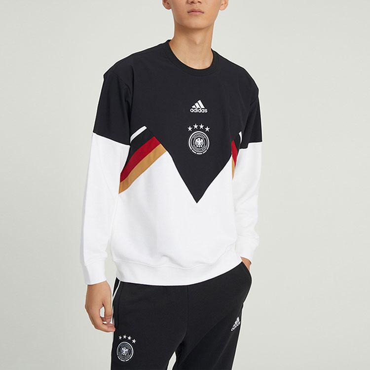 Adidas Colorblock Logo Print Long Sleeve Sweatshirt Men Tops Black White HF4064