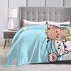 Kawaii Cute BuBu Panda Dudu Blankets Fleece Spring Autumn   Lightweight Thin Throw Blankets for Bed Bedroom Plush Thin Quilt