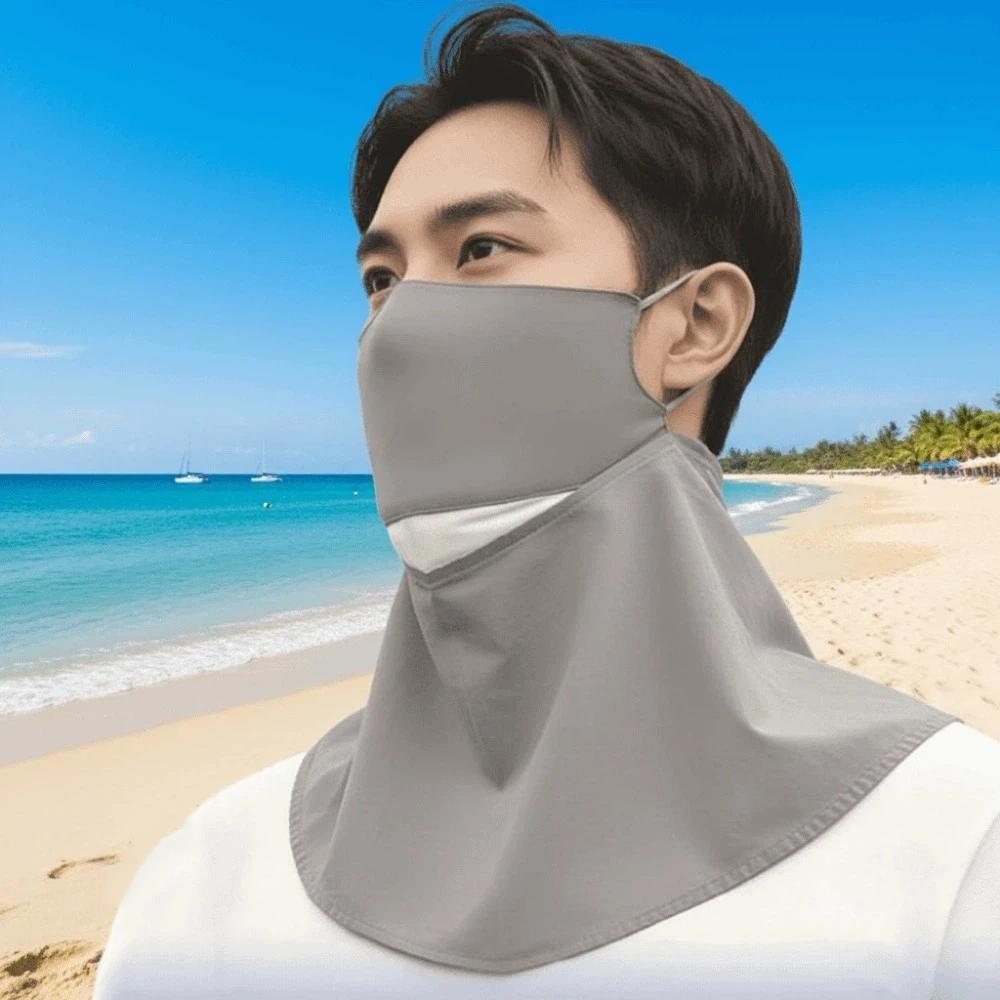 Ice Silk Sunscreen Mask with Shawl Thin Breathable Sunshade Mask Cycling Face Sun Protection  Women