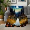 "Spooky Night Ghost Wall Art Print - Halloween Decor"Blanket Flannel Throw Blanket for Sofa, Bed, Travel, Camping, Office, Couch, Chair, And