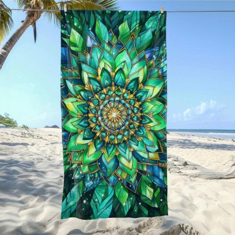 1pc Large Mandala Beach Towel Suitable for Men & Women - Colorful Modern Microfiber Pool Towel with Mandala, Summer Vacation W30*H60(CM)