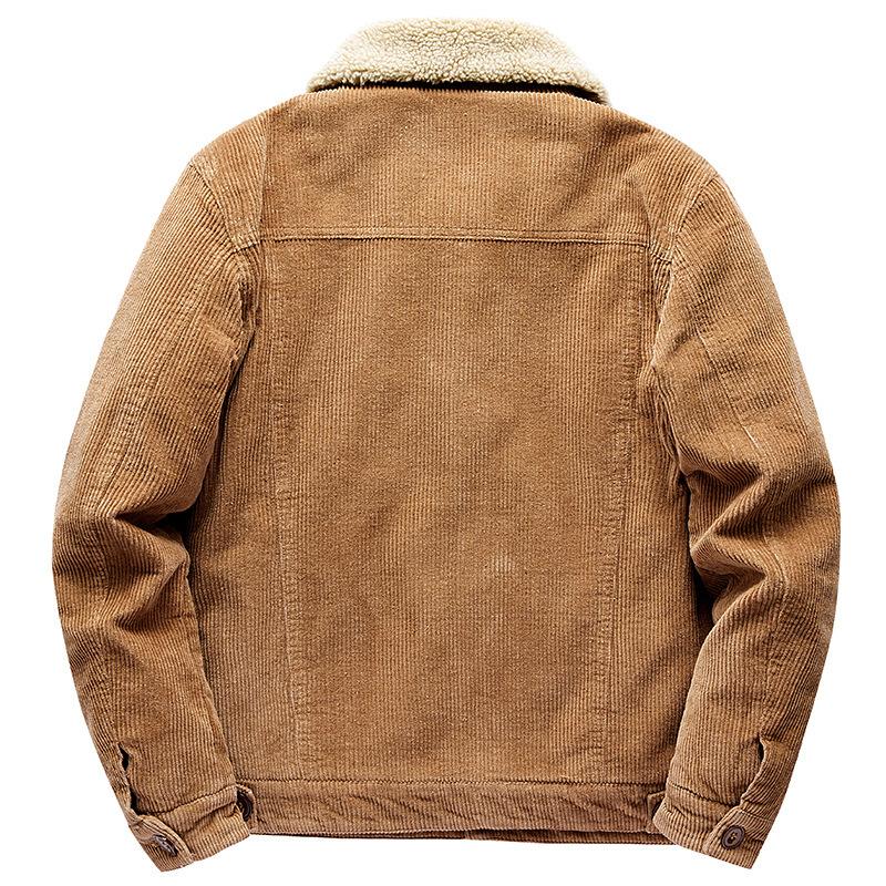 Young and Middle-aged Pure Cotton Autumn and Winter Cotton-padded Jacket with Velvet Loose American Version