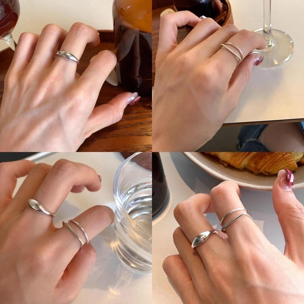 Elegant Design Geometric Double Layer Womens Ring With Adjustable Fit Comfort For