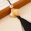 SHIXIN Fashion Creative Resin Scallop Tassel Pendant Long Necklace Women Charm Adjustable Wax Thread Sweater Chain Jewelry Gifts