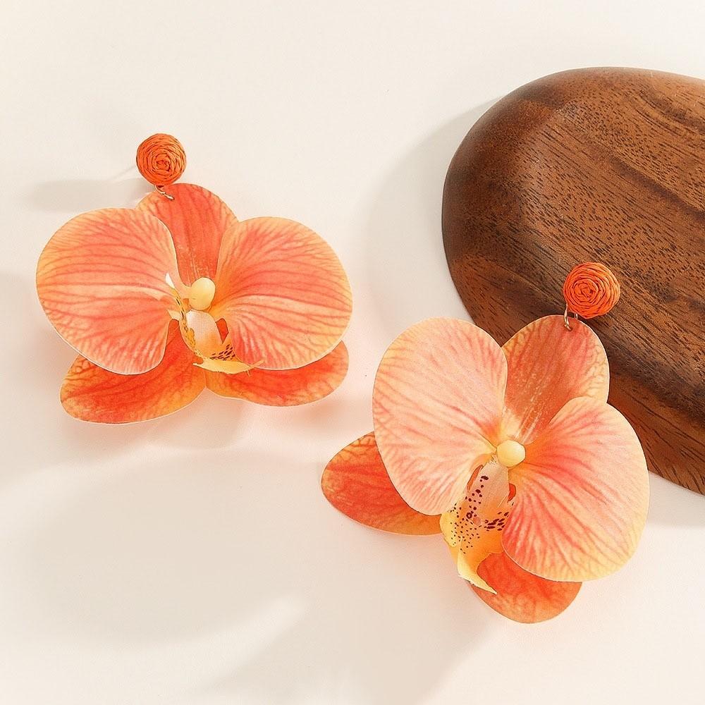 Korean Style Flower Earrings Exaggerated Flower Drop Earrings Butterfly Orchid Earrings  Wedding