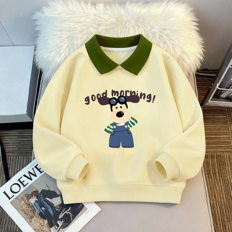 T-Shirt Kidsren's Autumn and Winter Clothing Tops Winter Fleece-Lined Thickeneded Warm Sweatshirts for Small and Medium-Sized Kidsren and Girls