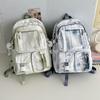 Middle School Chinese-Style Transparent Backpack with Multiple Pockets - Large Capacity, Waterproof, Wear-Resistant, Unisex, Light Luxury Design.
