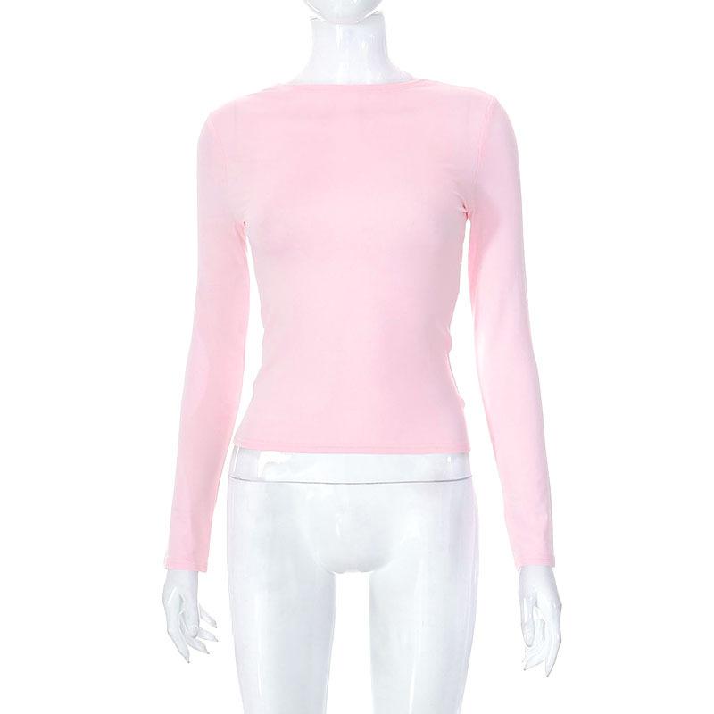 GMXIA Women's Autumn Solid Color Reversible Two-wear Small Top Woman