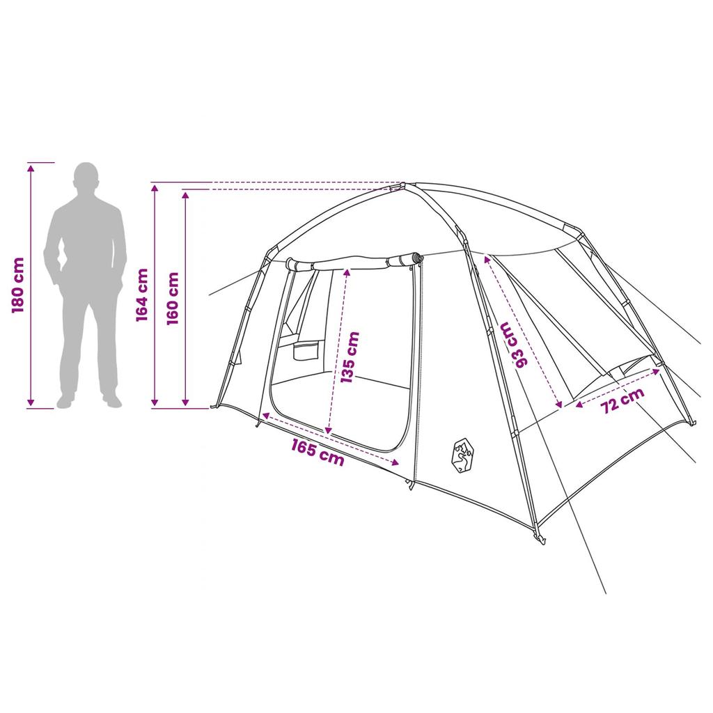 Cabin Tent with Roof Green 300 x 210 x 156 cm Polyester