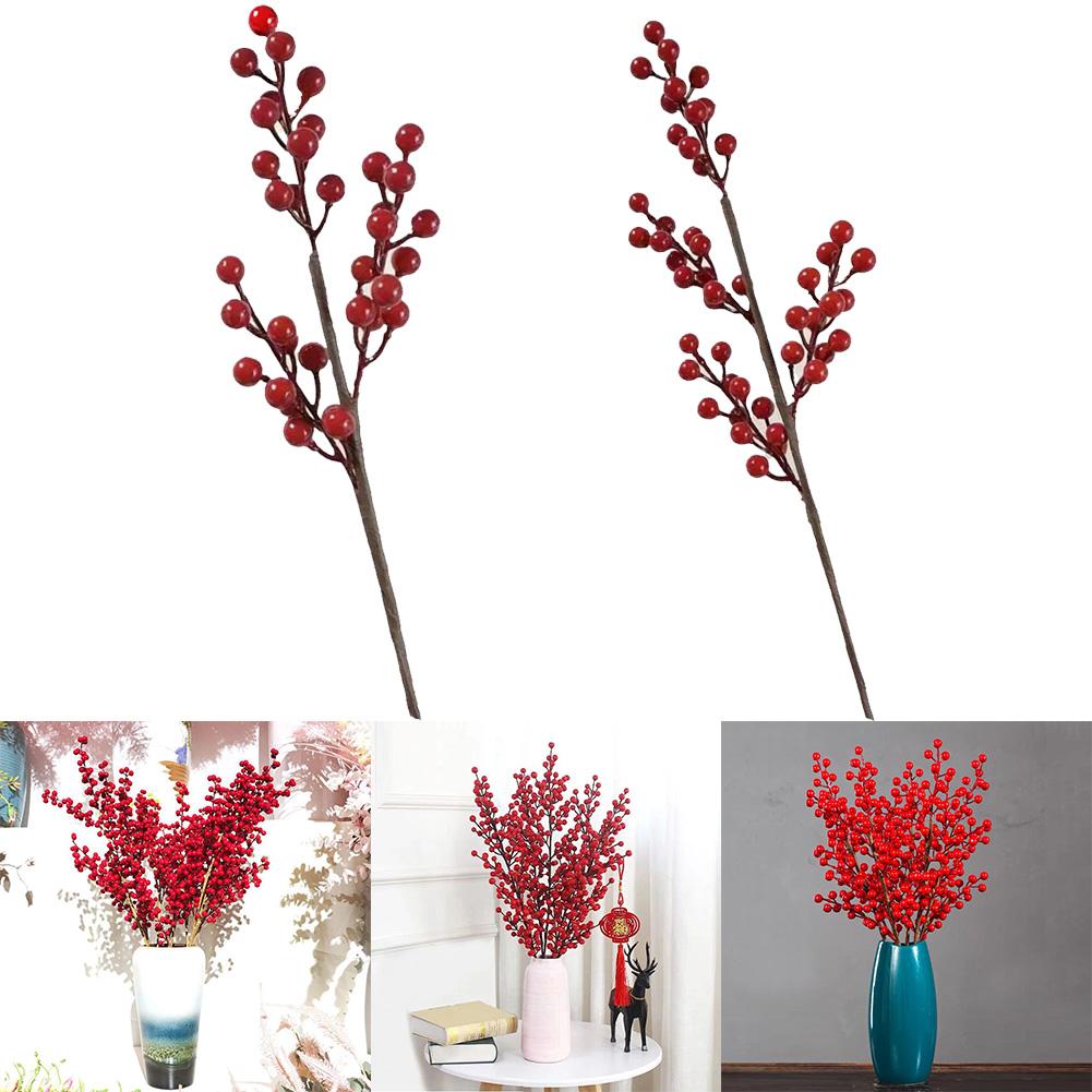 Artificial Berry Stems Holly Red Simulation Tree 3/4branches Beautiful