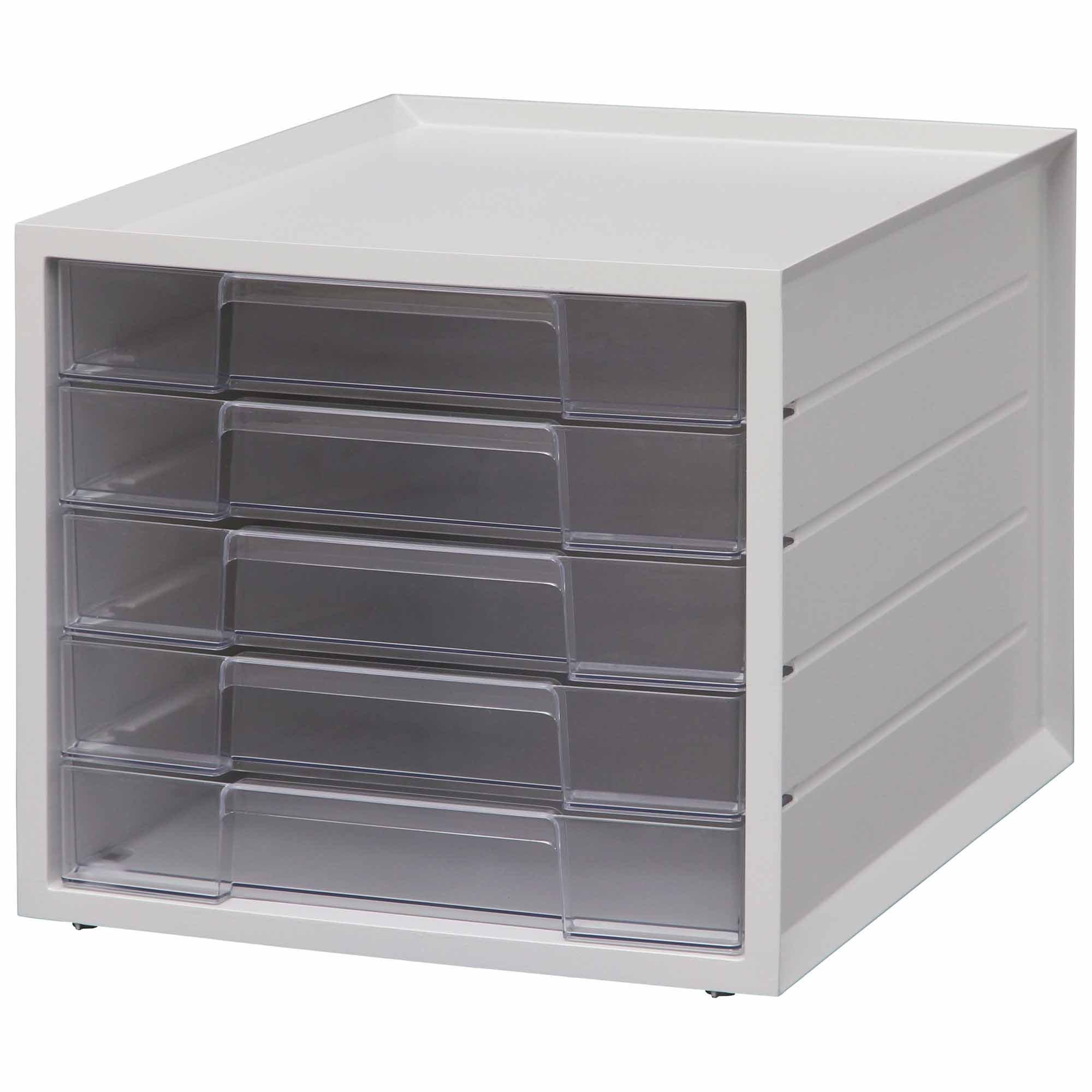 

[Shallow 5-Tier] Iris Ohyama Letter Case A4 with Index Stickers, Drawer Document Case, Storage Case, Desktop, Shallow, Stackable, Plastic Letterbox, f
