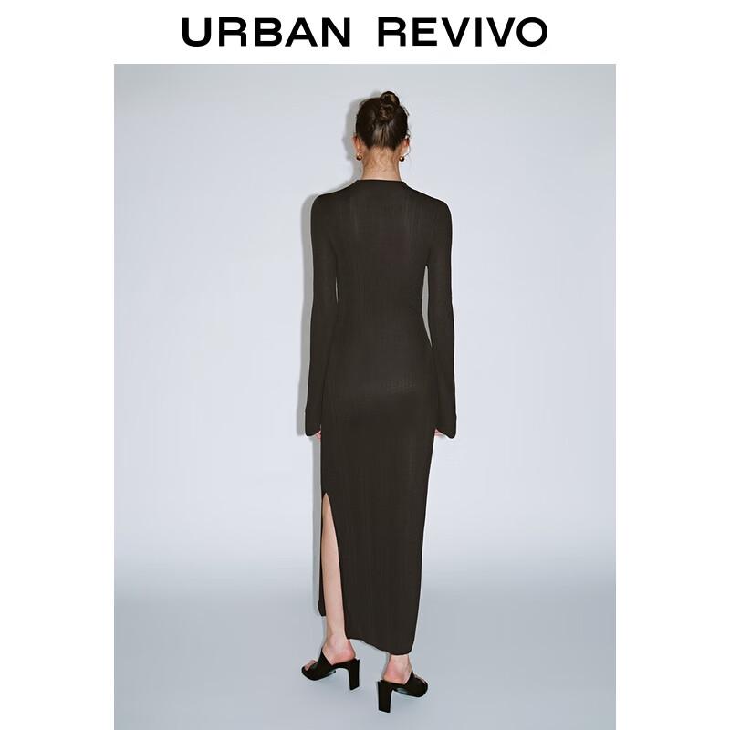 UR 2025 Autumn Retro Knit Long Dress