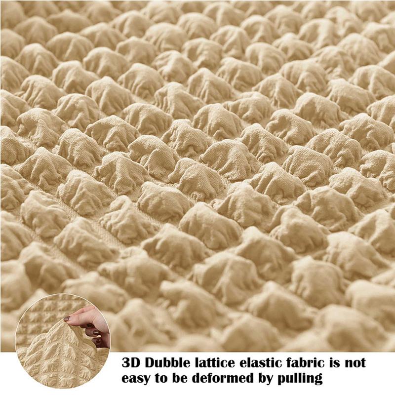 Stretch Ottoman Slipcover Removable with Skirt Footstool Protector Seersucker Thick Ottoman Cover for Living Room Cat Dog