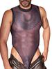 Body da Uomo Sottile Trasparente Senza Maniche Taglio Alto Perizoma Collant U Tasca Convessa Top Modellante da Uomo Tessuto da Nightclub