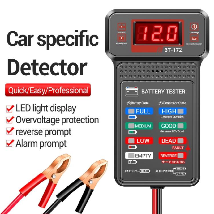 BT172 Battery Voltage Tester Measurement Device for Routine Vehicle Maintenance Troubleshooting Motorists Service Center