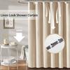 Linen Look Shower Curtain - Thick & Waterproof Bathroom Fabric with Plastic Hooks