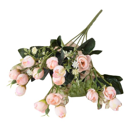 

Искусственный цветок с зелеными листьями, 15 головок, поддельный шелковый цветок, для DIY свадебной цветочной композиции, для дома, офиса, вечеринки, искусственный цветок