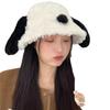 Cute puppy plush bucket hat female autumn and winter white fluffy face small warm ear protector hat student versatile