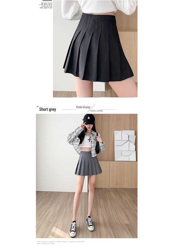 Academy Style Pleated Skirt: Plus Size, High Waist, Mid-Length for Junior & Senior High Students [4 Lengths]