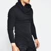 Herrenhemd Einfarbige Rippstrick-Kragen Lässiger Pullover Langarm Unregelmäßiges Frühlingstop für den täglichen Gebrauch