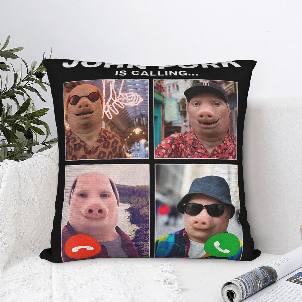 Funny John Pork Is Calling Meme Braintot Pillow Case Novelty Pillow Cover Soft Pillowcases For Living Room Bed Chair