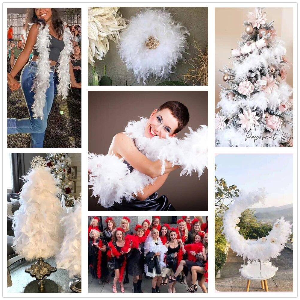 2 Yards 90Gram Turkey Feathers Boa Colorful-Chandelle-Feather-Boa Decor Scarf Marabou Plumas Shawl for Costume/Hat/party