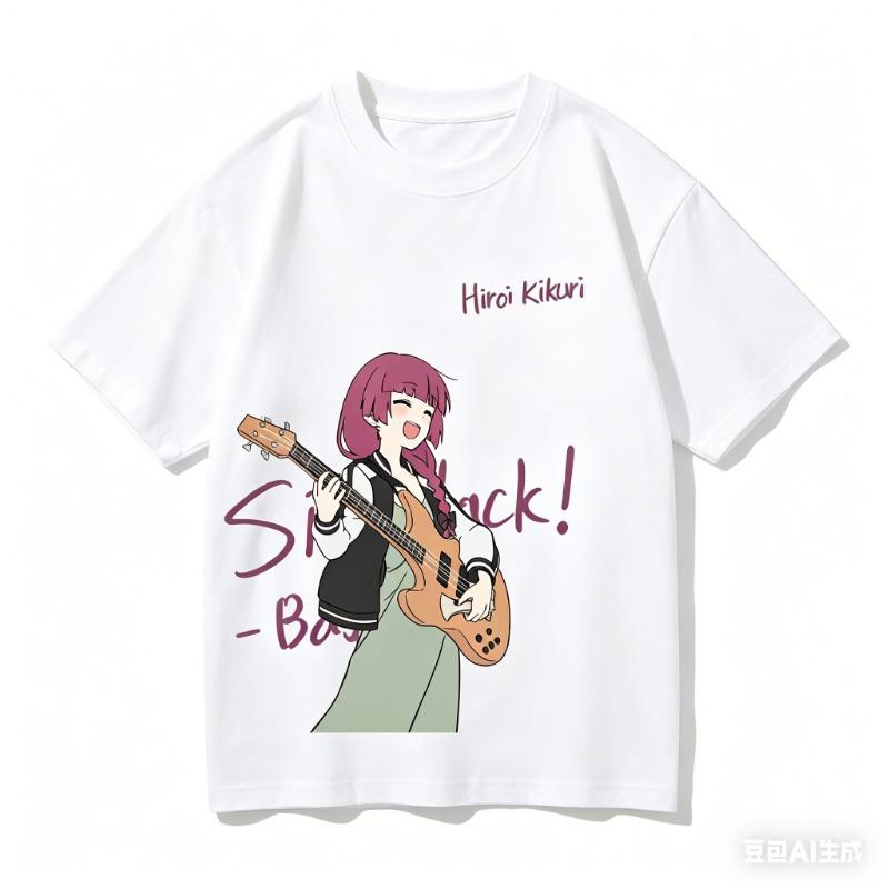 2026 Summer Black T-Shirt by Hiroi Kikuri, Bass, Guitar, Anime, Plus Size T-Shirt, Exclusive for Rock Anime Fans