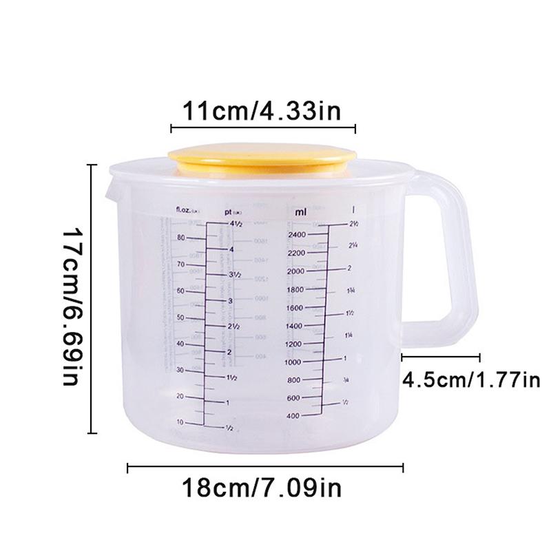1Pc 2.5L Large Capacity Baking Measuring Cup Scale Kitchen Mixing Bowl With Lid