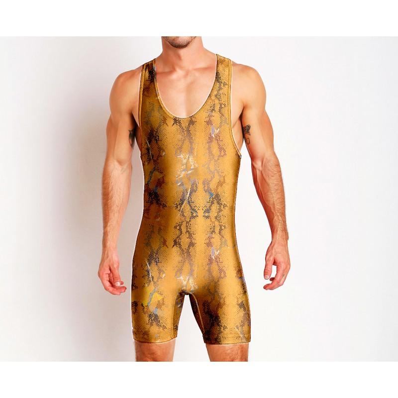 Mens Wrestling Suit One-piece Swimsuit Fitness Gym Workout Clothes Lightweight Breathable Weightlifting Training