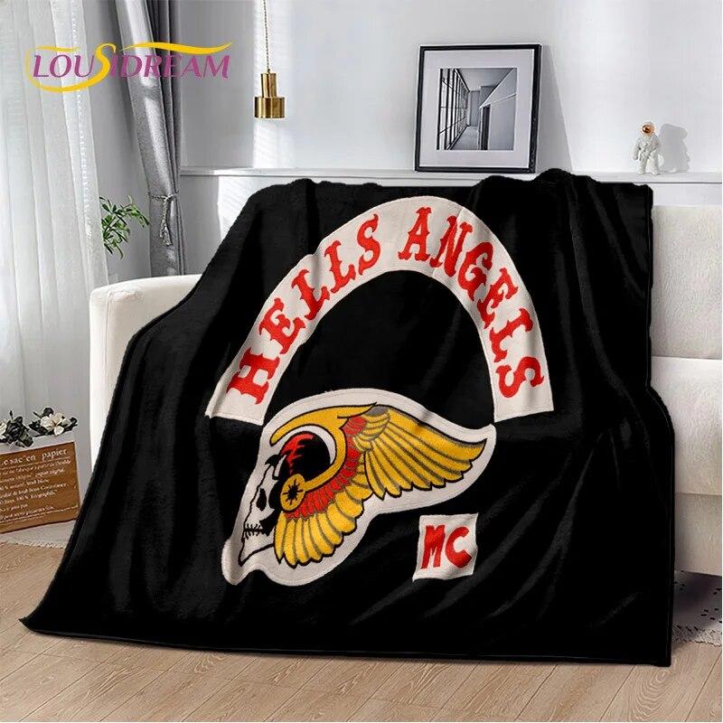 

3D Ковдра Hells Angels MC Motorcycle Sign, м яка ковдра для дому, спальні, ліжка, дивана, пікніка, подорожей, офісної ковдри, дитячої 125x150cm 50x60inch