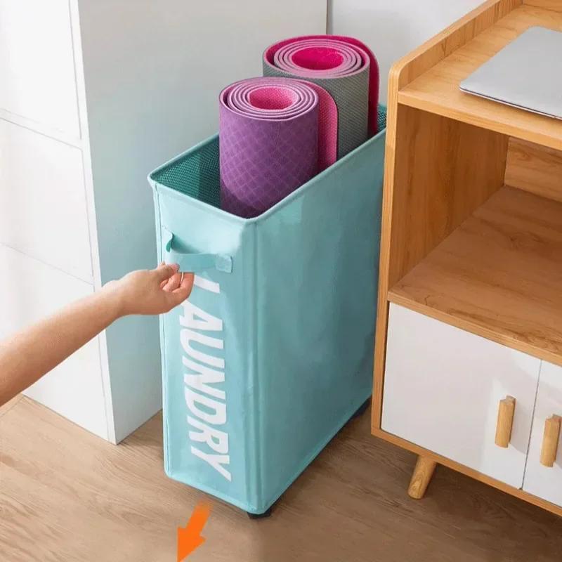 Foldable Laundry Basket Clothes Storage Box Dirty Clothes Basket Yoga Storage Sundries Box with Wheels Bathroom Accessories