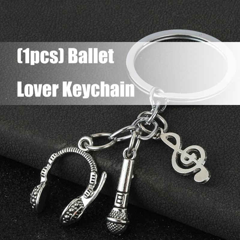 Double Theme Dance Headphone Keychain Artistic Alloy Accessory Compact Design Ballet Bag Charm Keyholder For Enthusiasts