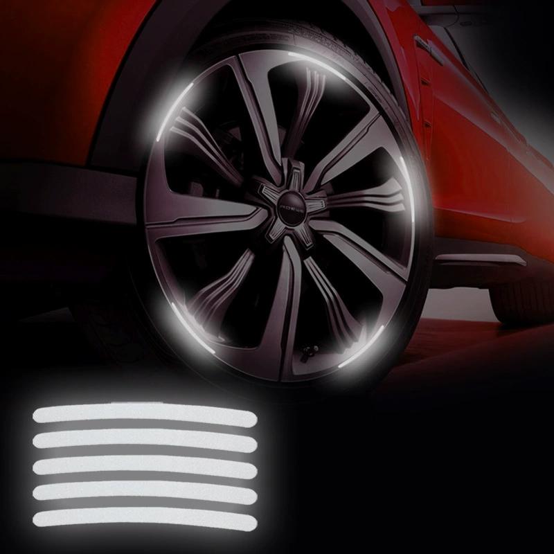 20/100PCs Reflective Wheel Hub Stickers Safety Warning Strips Suitable For Motorcycles And Bicycles Auto Exterior Accessories