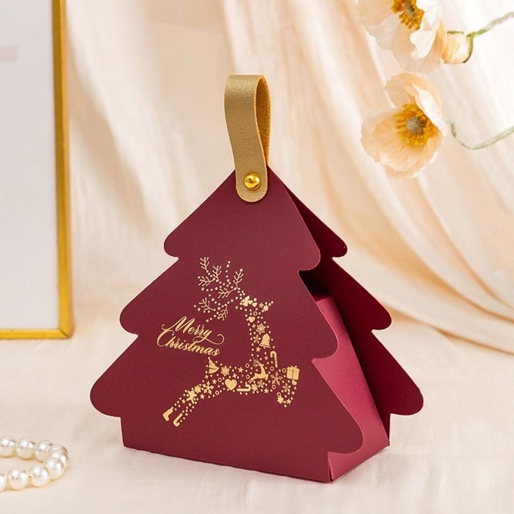5pcs Triangle Shape Cookie Packaging Box Cardboard Holiday Gift Packaging  For Christmas Party