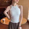 Korean Style Spicy Halter Neck Tank Top with Chest Pad and Beautiful Back Design