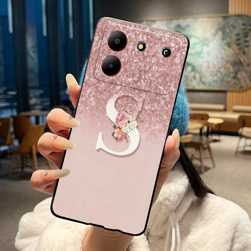 Case For ZTE Blade A54 4G Soft Silicone Black Shell ZTE Blade A54 4G Beautiful Letter Starry Sky Pattern Anti-scratch Cover