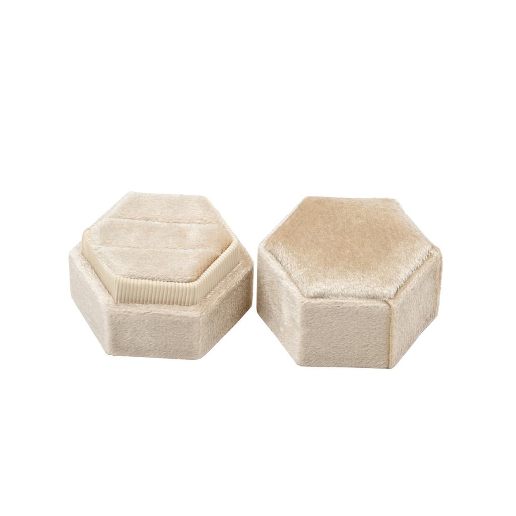 Velvet Ring Box, Hexagon 3 Slots Triple Slot Ring Box, Wedding Day Ring Box For Wedding Ceremony Wedding Ring Holder Ring Box