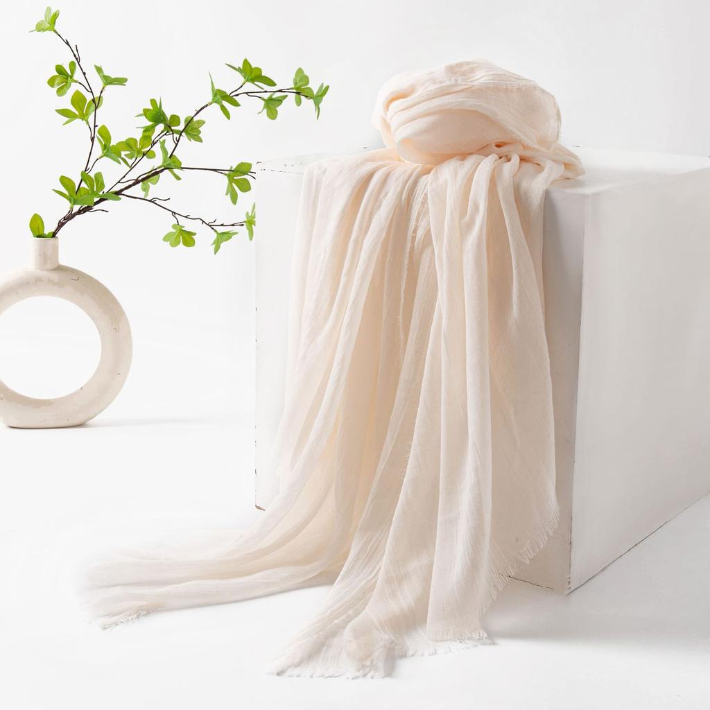 Gray Cotton and Linen Silk Scarf Solid Color Japanese Beach Silk Scarf Long High-end Shawl Retro Raw Edge Gauze Scarf