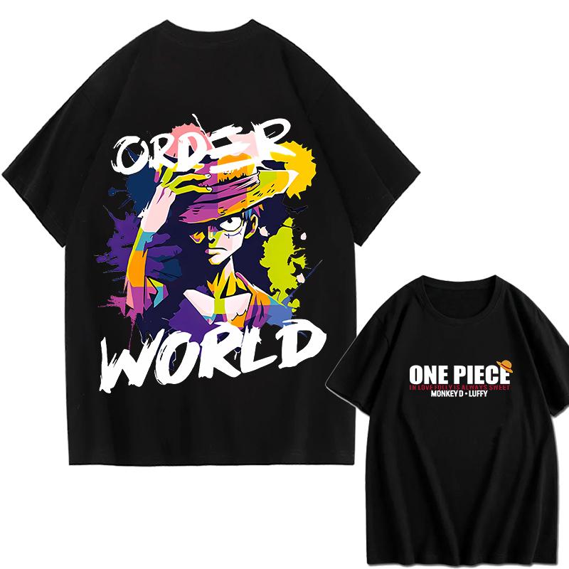 ONE PIECE Zoro Luffy Gear 5 Printed Loose Shortsleeved Cotton Tshirt Summer Tide Pure Cotton Unisex Parentchild Clothing