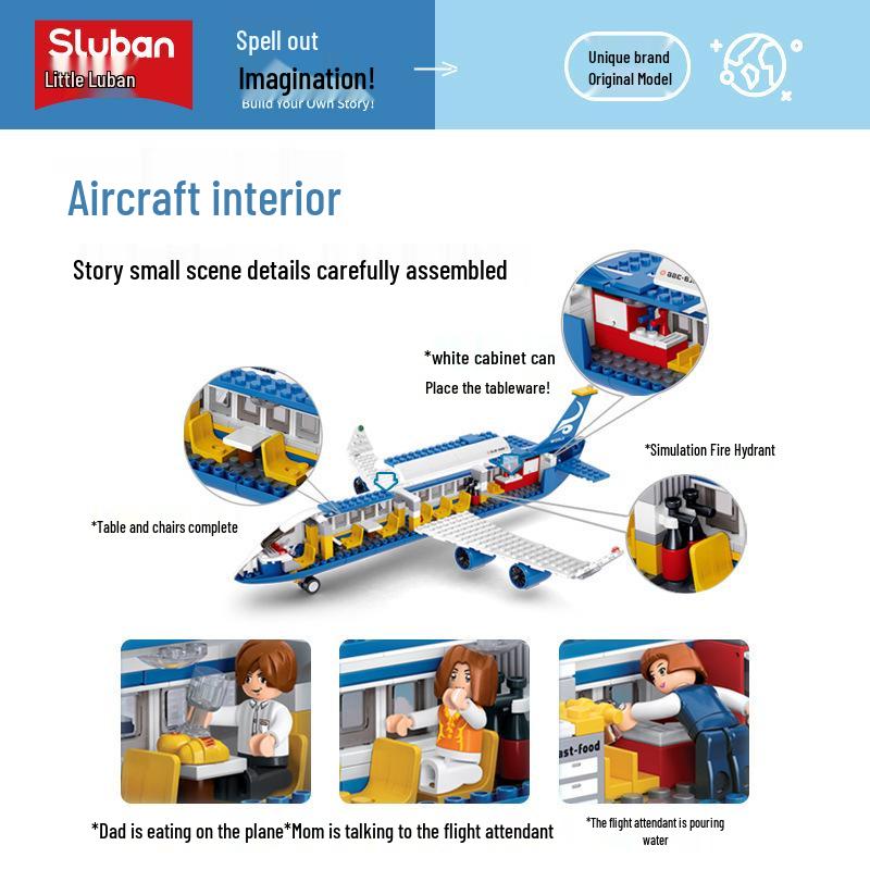 Little Luban B0366 Children's Educational Airplane Building Blocks Toy