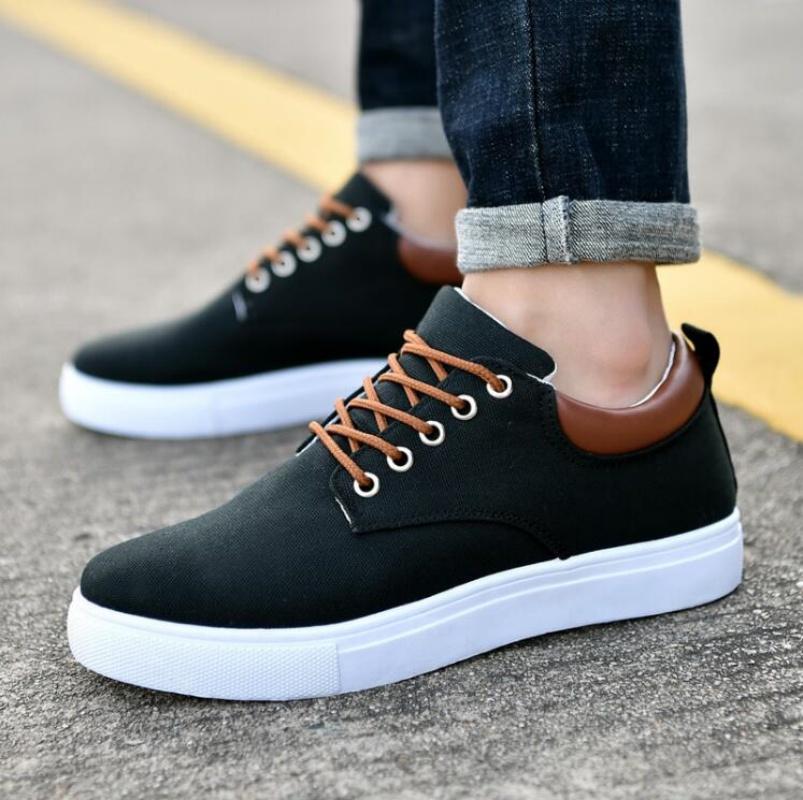 Fashion Men Shoes Canvas Sneakers Flats Lace up Leisure Loafers Fashion Comfort Rubber Sole Non Slip Sneakers Size 39-46