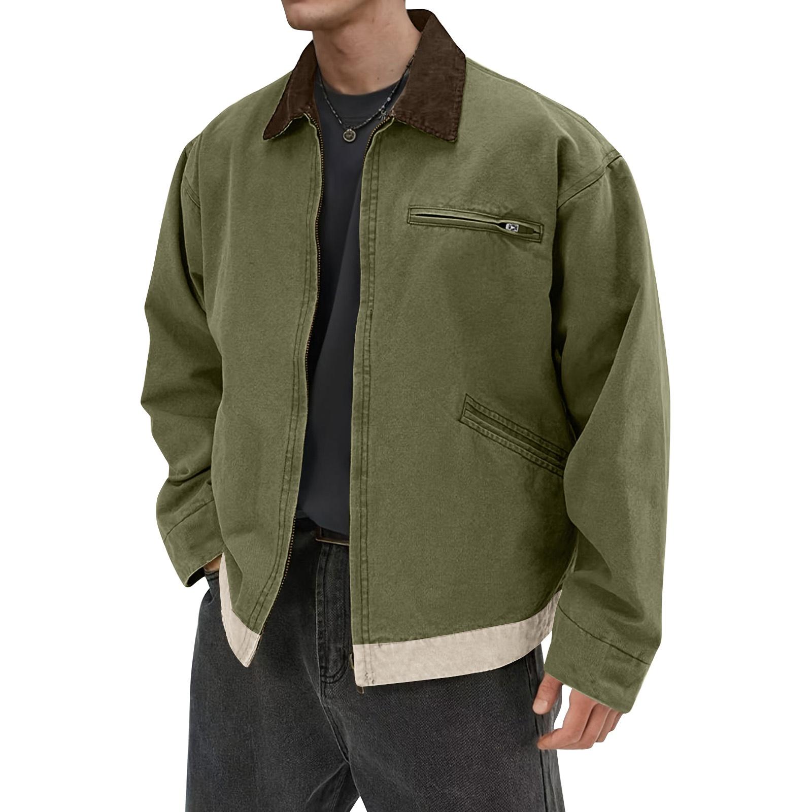 

Мужская однотонная камуфляжная куртка для активного отдыха, мужская повседневная куртка на пуговицах с карманами M зелёный