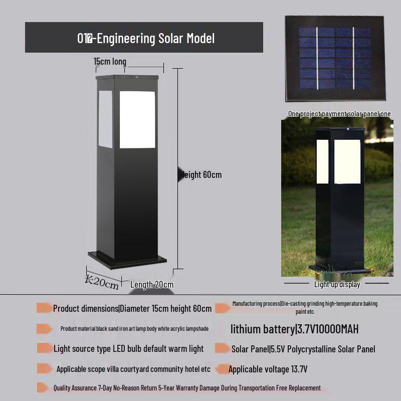 Solar-Powered Waterproof Lawn Light for Outdoor Garden or Villa