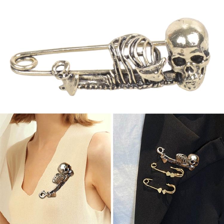 Halloween Skeleton Brooch Gothic Skull Enamel Pin Badge Brooch Couple Jewelry