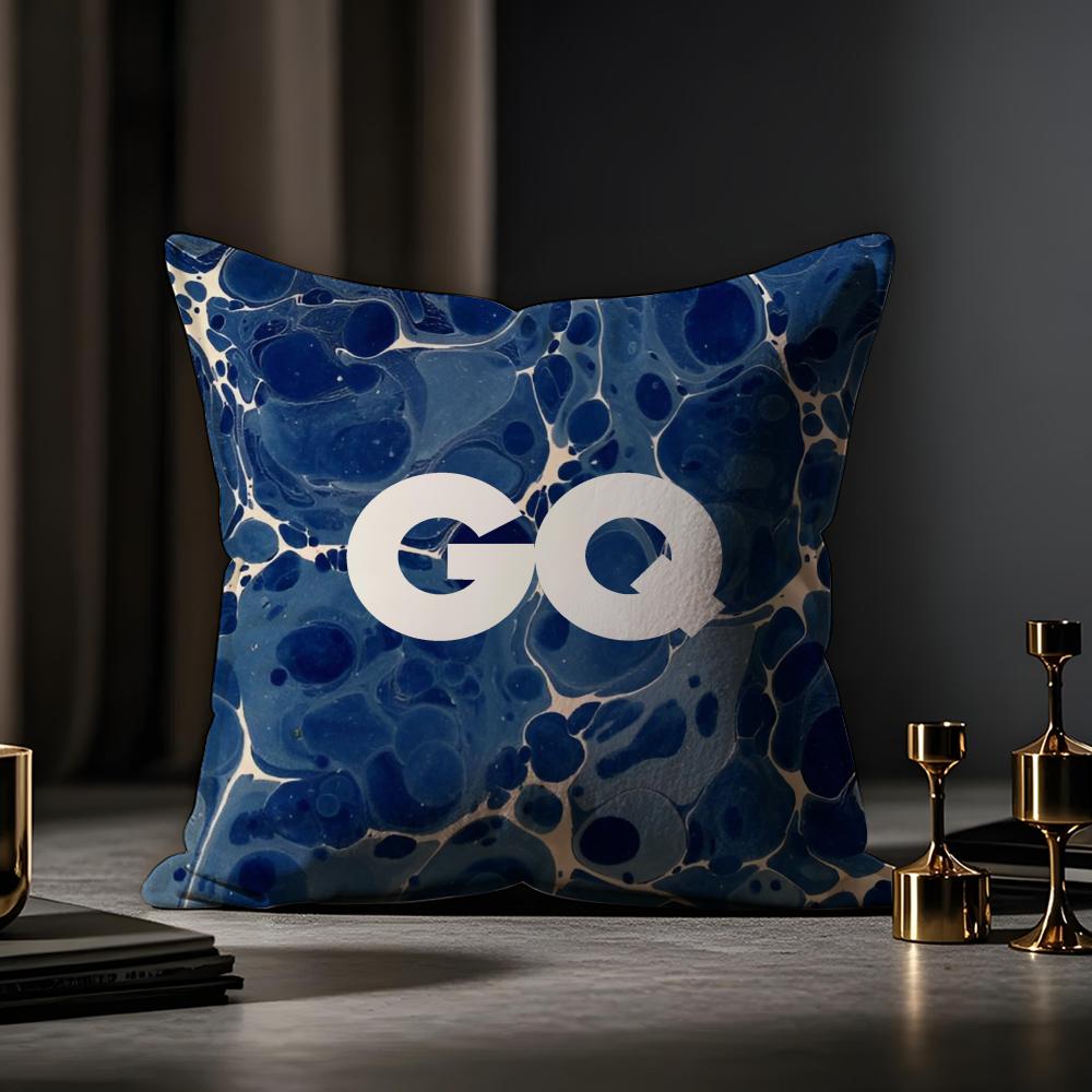 GQ Magazine Cushion Cover Anti-dustmite Pillowcase Invisible Zipper Silky Short Plush Sofa Cushion Cover