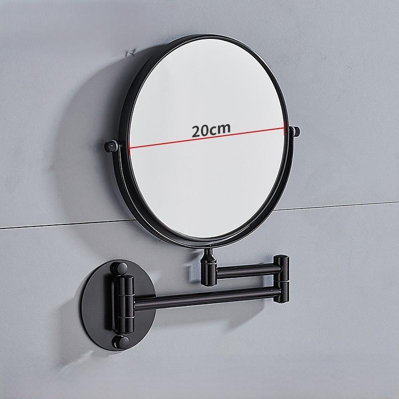 Brushed Gold Black Bathroom Mirror Wall Mounted Folding Round Makeup Vanity With Mirror