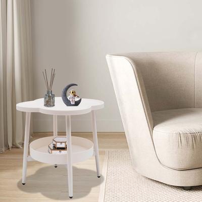 Creamy White Modern End Table, Stylish Sofa Side Table, Sturdy Accent Table W/ 110lbs Load-Bearing Capacity, Coffee & Tea Table
